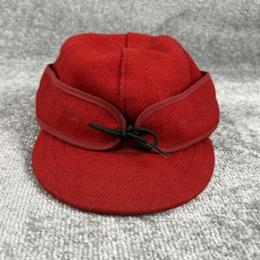 Stormy Kromer Hat Cap Fitted Mens 7 3/8 Red Wool Trapper Ear Flap USA Winter